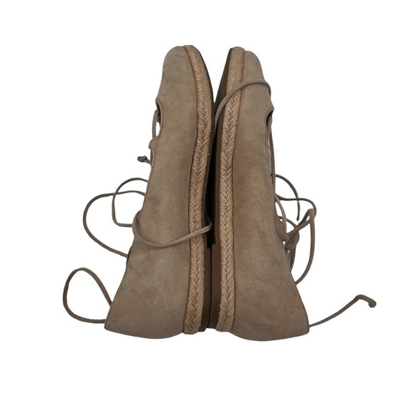Michael Kors Tan Suede Pointed Toe Ankle Lace Up Espadrille Flats Size 36 - Picture 6 of 8